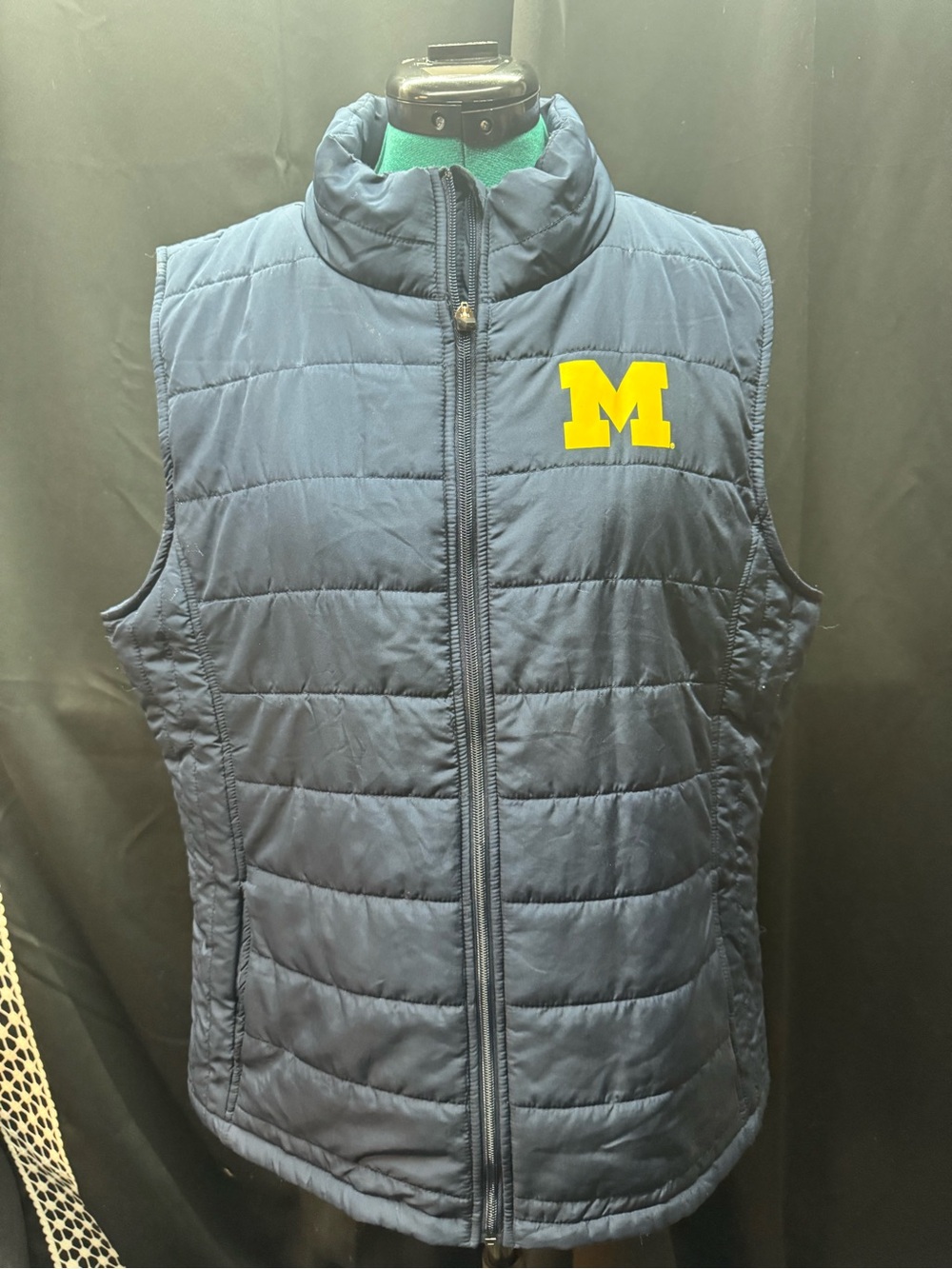 Colosseum Navy Quilted Puffer Vest with Yellow M Patch